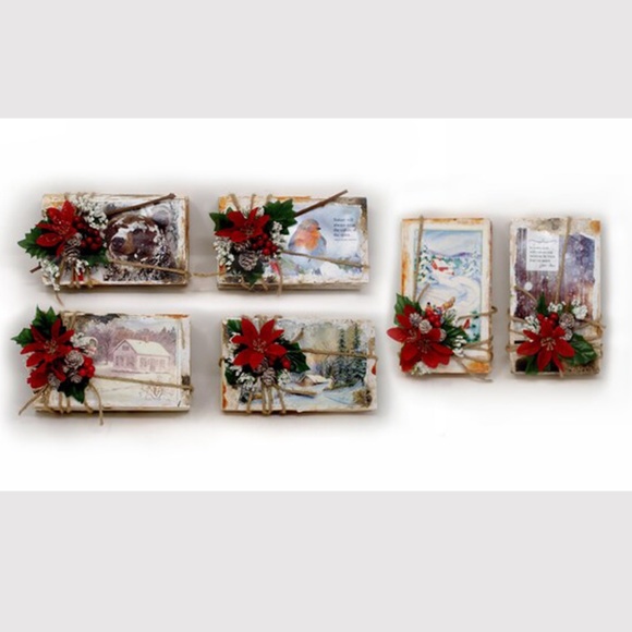 Rustic Christmas Holiday Floral Arrangement Centerpiece, Upcycled, Books, Shabby - Picture 3 of 8